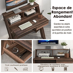 Avis Helloshop26 Bureau informatique avec rangement et support d'écran repose-pieds pour travailler réviser gaming marron 20_0004843