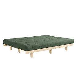 Avis Inside 75 Banquette convertible futon LEAN pin coloris vert olive couchage 130*190 cm.