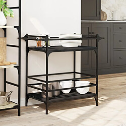 Avis Maison Chic Desserte de cuisine | Chariot de cuisine | Meuble de rangement roulant noir 82x40x78,5 cm bois d'ingénierie -GKD30629