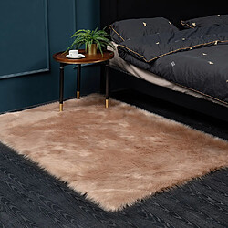 LUUCOZK Tapis à poils longs en fausse fourrure pour chambre à coucher - Couleur pâte de haricot-60x150CM 