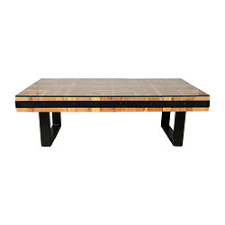 Table Romimex Noir Naturel Bois Recyclé 130 x 43 x 70 cm