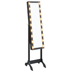 vidaXL Miroir sur pied blanc avec LED noir 34x37x146 cm