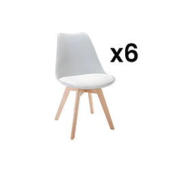 Vente-Unique Lot de 6 chaises JODY - Polypropylène et Hêtre - Gris clair