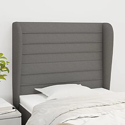 Maison Chic Tête de lit scandinave avec oreilles,meuble de chambre Gris foncé 93x23x118/128 cm Tissu -MN30607