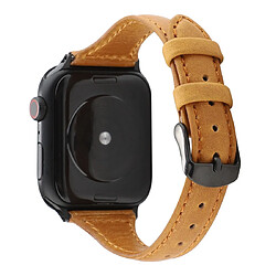 Wewoo Pour Apple Watch Séries 5 et 4 44mm / 3 & 2 & 1 42mm Bracelet Crazy Horse Texture en Cuir Véritable Marron Clair 