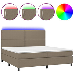 vidaXL Sommier à lattes de lit et matelas et LED Taupe 200x200cm Tissu