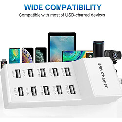 Acheter Universal Chargeur USB, prise de courant USB 10 port, charge rapide USB multi-port 40W, compatible avec iPhone 11/12/13 / Samsung S21 / S20 / iPad / Xiaomi / Huawei / Oppo / OnePlus