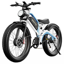 Avis Vélo électrique DUOTTS N26, moteurs 750 W * 2, vitesse maximale de 55 km/h, pneus gonflables 26 * 4,0', batterie Samsung 48 V 20 Ah - Blanc