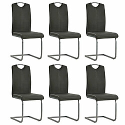 Maison Chic Lot de 6 Chaises à manger cantilever,Chaises de cuisine style scandinave - gris similicuir -MN19088