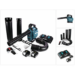 Makita DUB 363 PT2V Aspirateur Souffleur sans fil 36 V ( 2x 18 V ) Brushless + 2x Batterie 5,0 Ah + 1x Double chargeur + Kit d'aspiration 