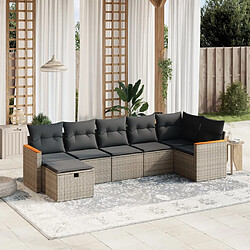 vidaXL Salon de jardin avec coussins 7 pcs gris résine tressée