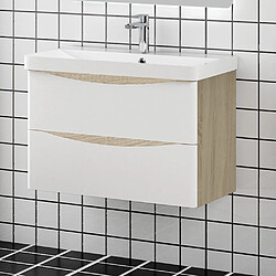 Aica Sanitaire Ensemble meuble bois clair et vasque 60cm meubles de salle de bain meuble sur pieds 24 tiroirs 