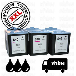 Vhbw Cartouches d'encre, noir, recharges pour SAMSUNG INK-M40 