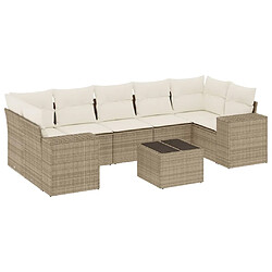 vidaXL Salon de jardin avec coussins 8 pcs beige résine tressée