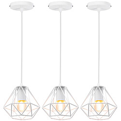 Stoex 3PCS Plafonnier Rétro Suspension Luminaire D'Intérieur Vintage Blanc Suspension Lustre Fer Métallique , Pour Bureau, Salle À Manger