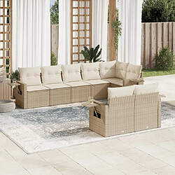 Maison Chic Salon de jardin avec coussins 8 pcs | Ensemble de Table et chaises | Mobilier d'Extérieur beige résine tressée -GKD23226