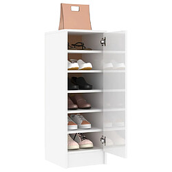 Avis vidaXL Armoire à chaussures Blanc brillant 32x35x92 cm Aggloméré