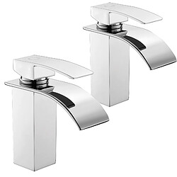 2PCS Cecipa max Robinet de Lavabo de Salle de Bain Cascade, Mitigeur de Lavabo à Poignée Unique, Eau Chaude et Froide, Chromé!,EU Modèle