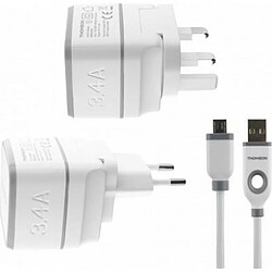 THOMSON Chargeur secteur de voyage Thomson blanc avec câble USB/micro USB Blanc