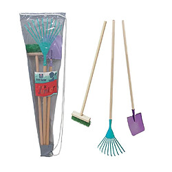 Mermier Set 3 outils de jardin enfant + sac de transport Pelle + balai + râteau.