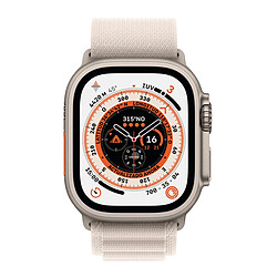 Apple Watch Ultra (GPS + Cellular) 49 mm en Titane avec Bracelet Blanc Starlight Alpine Loop - Taille S