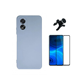 Kit de film en verre trempé de la couverture en 5D + boîtier en silicone liquide + porte-voiture renforcé Phonecare pour Oppo A38 4G - Bleu clair