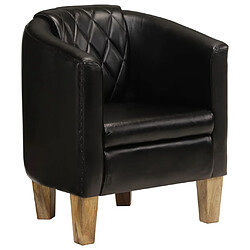 Maison Chic Fauteuil relax,Chaise pour salon cabriolet noir cuir véritable -MN98941