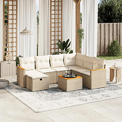 vidaXL Salon de jardin avec coussins 8 pcs beige résine tressée