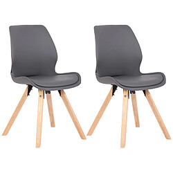 Decoshop26 Lot de 2 chaises de salle à manger en synthétique gris style scandinave pieds bois CDS101137