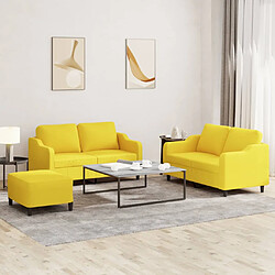 vidaXL Ensemble de canapés 3 pcs avec coussins Jaune clair Tissu