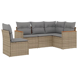 vidaXL Salon de jardin avec coussins 5 pcs beige résine tressée