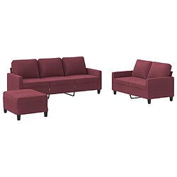 vidaXL Ensemble de canapés 3 pcs avec coussins Rouge bordeaux Tissu