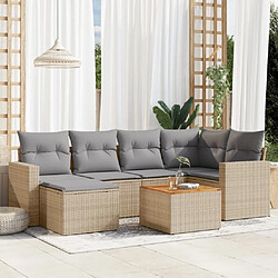 Maison Chic Ensemble à manger d'extérieur 7 pcs avec coussins,Salon de jardin,Mobilier de jardin mélange beige résine tressée -GKD196163