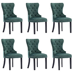 Decoshop26 Lot de 6 chaises de salle à manger cuisine design classique velours vert foncé CDS022890 