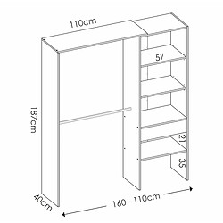 Avis Pegane Armoire placard extensible coloris blanc - Longueur 110-160 x Hauteur 187 x Profondeur 40 cm