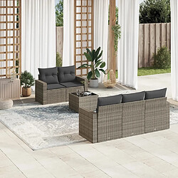 Maison Chic Salon de jardin 6 pcs avec coussins | Ensemble de Table et chaises | Mobilier d'Extérieur gris résine tressée -GKD71149