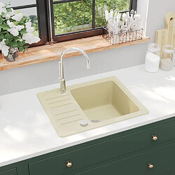 vidaXL Évier de cuisine Granit Seul lavabo Beige 