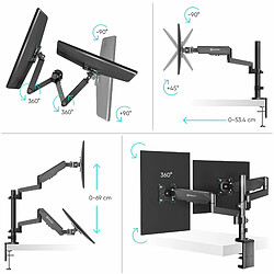 Avis ONKRON Pied Ecran PC Double 13" - 32" Ecran, Bras Ecran PC 2 Ecran jusqu'à 8 kg Chacun - Double Bras Ecran PC VESA 75x75 - 100x100 mm/Support Deux Ecran PC Inclinable Pivotant Orientable G140-B Noir