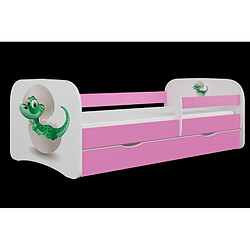 Lit Babydreams rose, petit dinosaure sans tiroir, matelas 180/80 