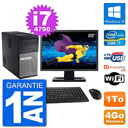 PC Tour Dell 9020 Ecran 22" Intel i7-4790 RAM 4Go Disque 1To Windows 10 Wifi · Occasion 