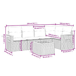 Avis vidaXL Salon de jardin avec coussins 6 pcs beige résine tressée