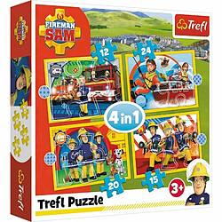 Trefl- Hilfreicher Feuerwehrmann, Fireman Sam Von 12 BIS 24 Teilen, 4 Sets, für Kinder AB 3 Jahren Puzzle, 34373, Multicolore 