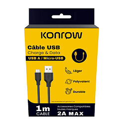 Konrow KCATMPB1 - Câble Micro USB vers Type A - 1m - Noir (Blister) 