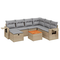 vidaXL Salon de jardin avec coussins 8pcs mélange beige résine tressée