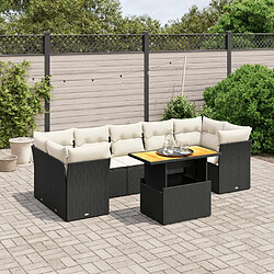 Maison Chic Ensemble Tables et chaises d'extérieur 8 pcs avec coussins,Salon de jardin noir résine tressée -GKD245147