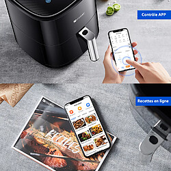 Avis Friteuse à air Proscenic T22, 5L, 11 programmes, 1500w, 100 recettes, Avec l’écran led tactile, Avec app, Noir