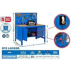 Avis Simon Rack SimonRack - Kit Etabli avec un verrou 1440x900x600mm Charge 400 Kg - BT2 LOCKER 900 BLEU