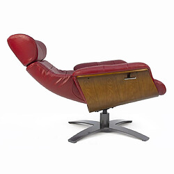 Avis MY NEW DESIGN VEGA - Fauteuil Relax Cuir Rouge - Coque Bois en Chêne Naturel