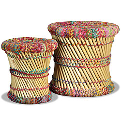 Acheter vidaXL Tabourets avec détails chindi lot de 2 multicolore bambou