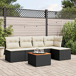 vidaXL Salon de jardin 6 pcs avec coussins noir résine tressée